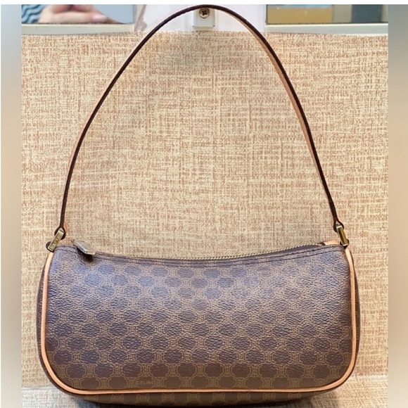 Celine Handbags - AUTHENTIC VINTAGE CELINE MACADAM POUCHETTE AVA MONOGRAM COATED CANVAS